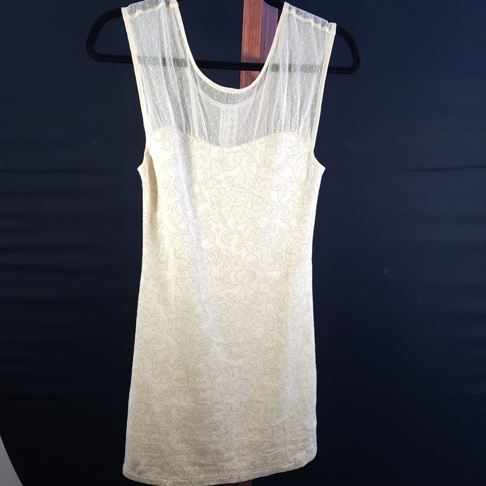 Free People Size Small Cream & Gold Dress